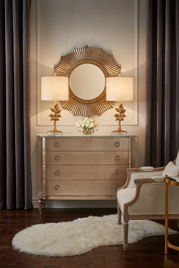 Wildwood Juliet Sculptural Table Lamp With Gold Leaf Textured Leaves, Eggshell Linen Shade & Acrylic Accents 60390