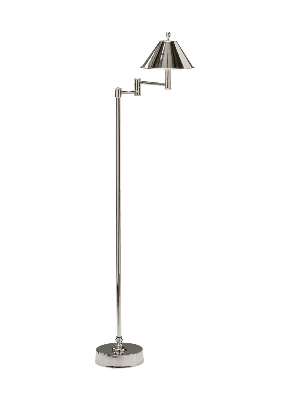 Wildwood Ashbourne Polished Nickel Floor Lamp With Adjustable 15" Swing Arm, Compact Task Lighting 51" H 60394