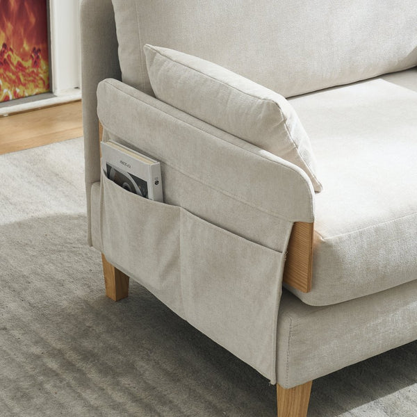 English Elm Foldable mid-century sleeper sofa bed recliner 3-in-1 convertible for small spaces with pillows and storage Beige W395P290556