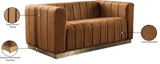 Marlon Saddle Velvet Loveseat 603Saddle-L Meridian Furniture