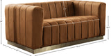 Marlon Saddle Velvet Loveseat 603Saddle-L Meridian Furniture