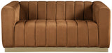 Marlon Saddle Velvet Loveseat 603Saddle-L Meridian Furniture