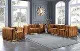 Marlon Saddle Velvet Loveseat 603Saddle-L Meridian Furniture