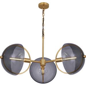 Robert Abbey Mavisten Edition Copernica Chandelier LACQUERED BURNISHED BRASS Smoked Glass