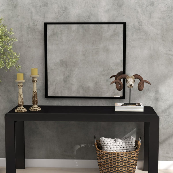 English Elm 80cm Round Float Glass Wall Mirror Polished Edge Vanity Bathroom Hallway Decor Black W3151P265956