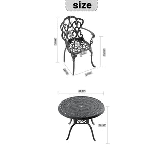 English Elm 5-piece Cast Aluminum Outdoor Dining Set with Sculpted Petal Motifs and Cushioned Chairs W1710S00548