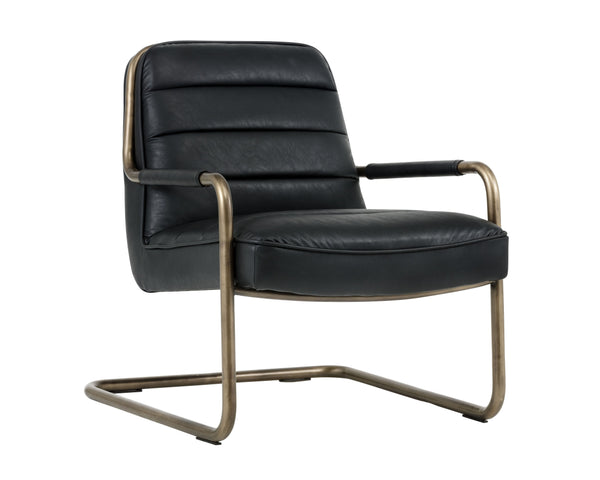 Sunpan Lincoln Lounge Chair – Retro-Inspired Design with Rustic Bronze Frame for Elegant Living Spaces Vintage Black