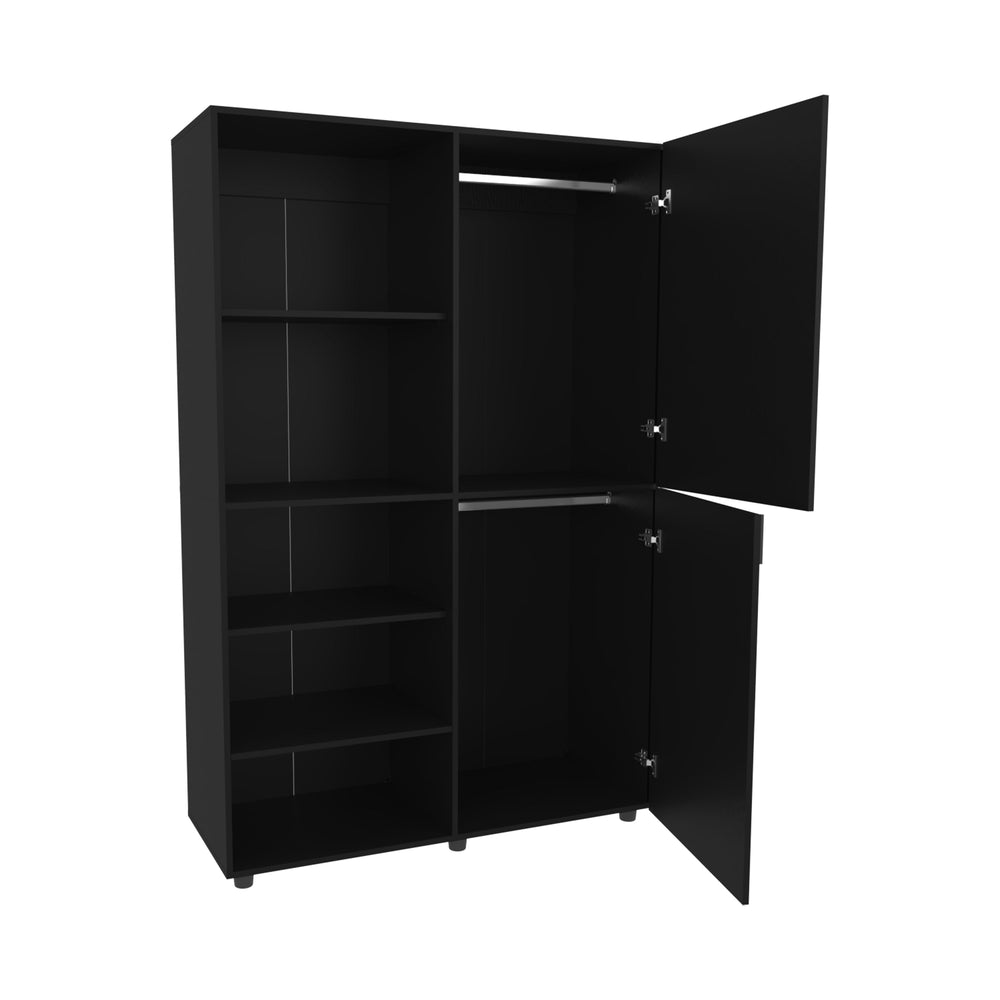 English Elm Wengue Elegant 2-Door Wardrobe with Open Storage Shelves, Melamine Finish, 72.4"H x 47.2"W Organizer B062S01280