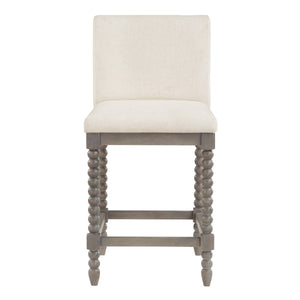 OSP Home Furnishings Abbott 26" Spindle Stool Linen / Brushed Grey