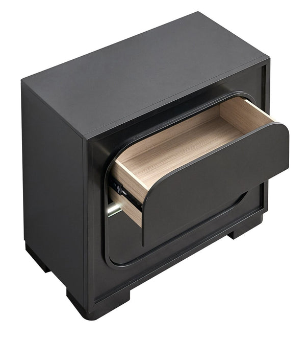 English Elm Milan Contemporary Wood Nightstand with Built in Led Lighting and Wave Sensor Control Wenge B078P497943