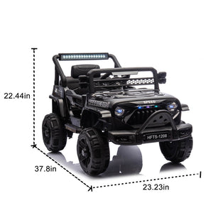 English Elm 12v Kids Electric Ride on Truck with Parental Remote Four Wheel Suspension and Led Lights Black W1578P187459