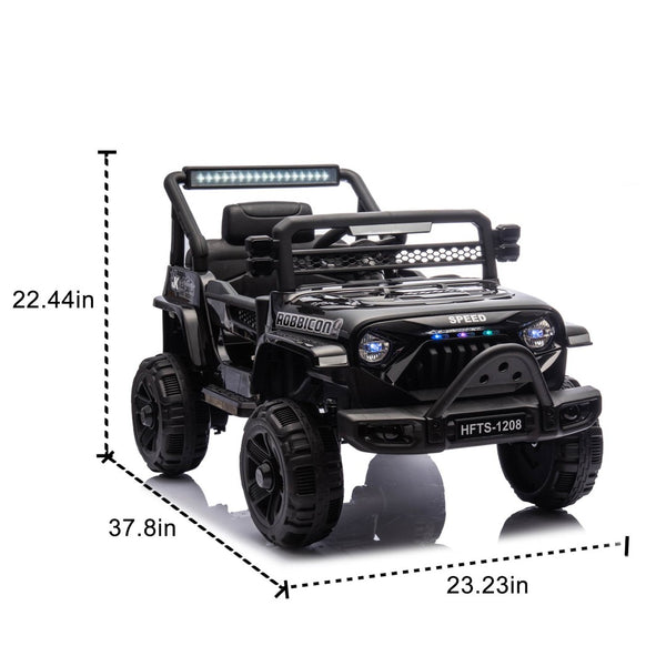 English Elm 12v Kids Electric Ride on Truck with Parental Remote Four Wheel Suspension and Led Lights Black W1578P187459