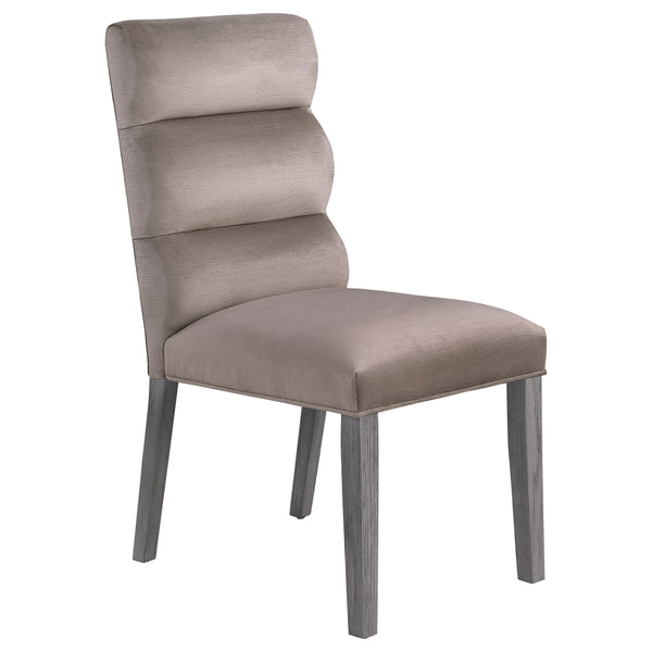 English Elm Highmore Stone Velvet Upholstered Dining Side Chair with Tufted Foam Back and Cool Gray Legs - Set of 2 taupe B062P299896