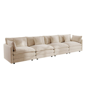 English Elm Free Modular Chenille Sectional Sofa with Deep Cushions for a Cozy Living Room W714S00905