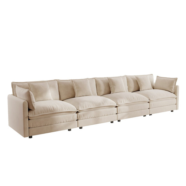 English Elm Free Modular Chenille Sectional Sofa with Deep Cushions for a Cozy Living Room W714S00905