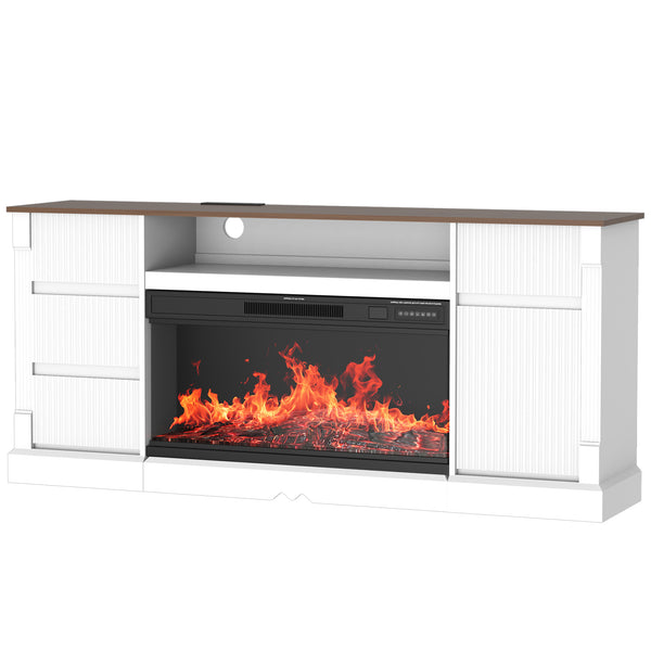 English Elm Modern 3-Sided Glass TV Stand with Electric Fireplace, LEDs, 4 Drawers, USB-C, Fits up to 80" W3383S00003