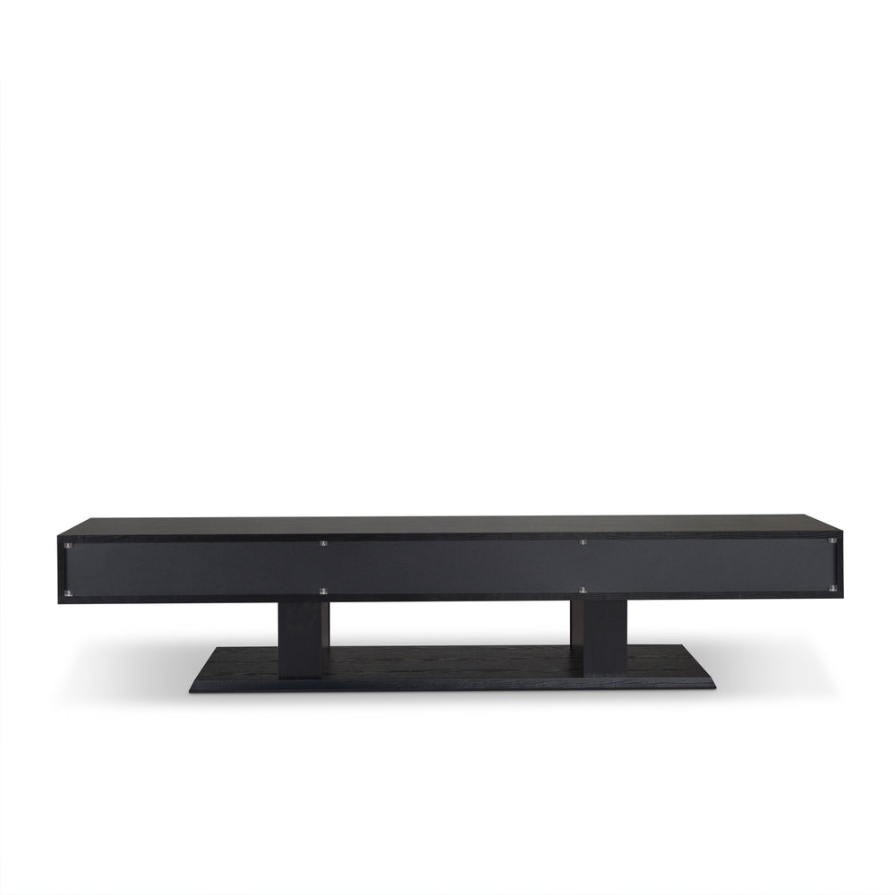 English Elm Follian Black Finish TV Stand with 3 Drawers, Open Shelf, Ball-Bearing Glides for 50" TVs — Modern B2726P255763
