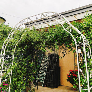 English Elm Metal Garden Arch Powder Coated Steel Trellis for Climbing Roses Outdoor Weddings Cream White W1586P268771
