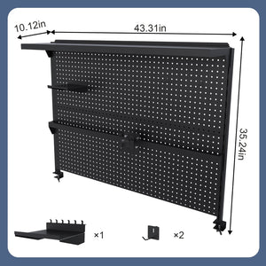 English Elm Clamp-on Steel Pegboard Desk Organizer with Monitor Arm for Gaming Office Setup W2700P346782
