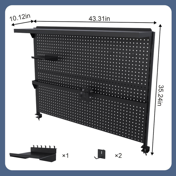 English Elm Clamp-on Steel Pegboard Desk Organizer with Monitor Arm for Gaming Office Setup W2700P346782