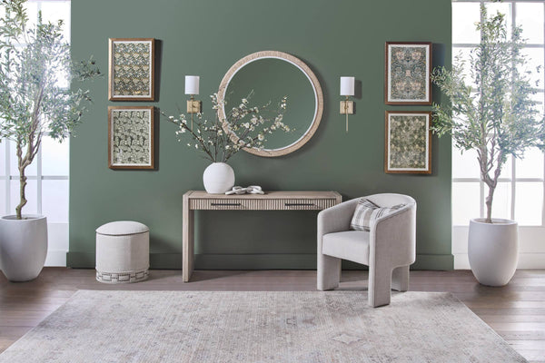 Essentials for Living Halloway Acacia Wood Console Table with Reeded Drawers and Antique Bronze Handles 6040.NG