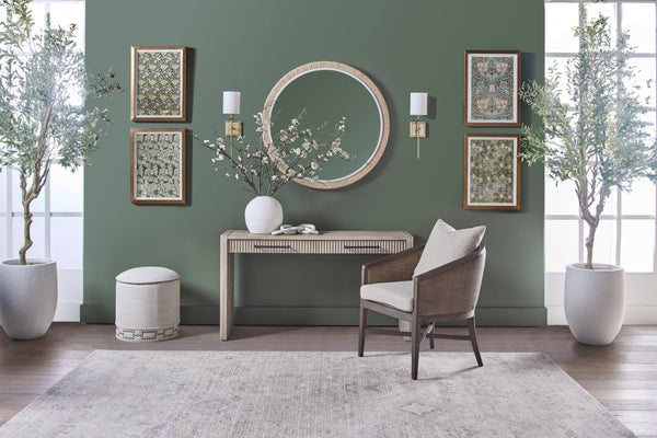 Essentials for Living Halloway Acacia Wood Console Table with Reeded Drawers and Antique Bronze Handles 6040.NG