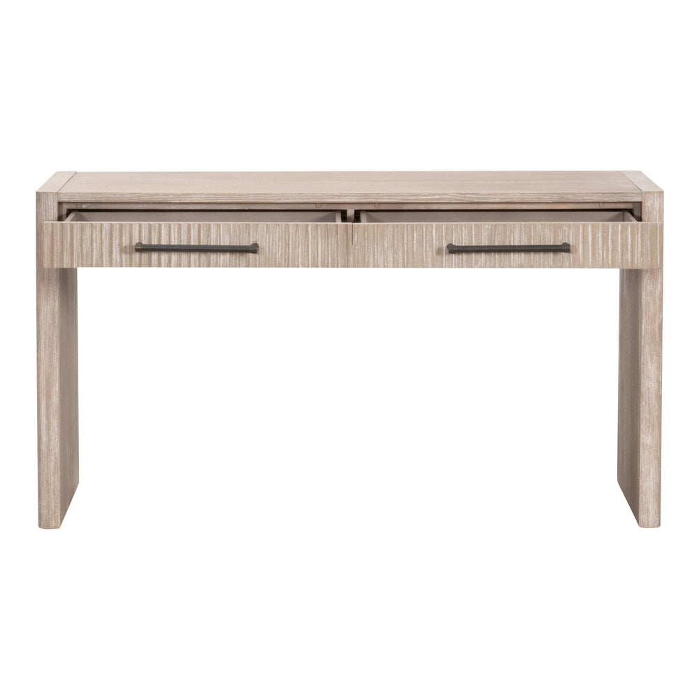 Essentials for Living Halloway Acacia Wood Console Table with Reeded Drawers and Antique Bronze Handles 6040.NG