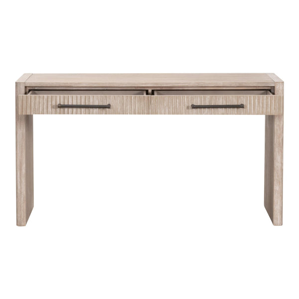 Essentials for Living Halloway Acacia Wood Console Table with Reeded Drawers and Antique Bronze Handles 6040.NG