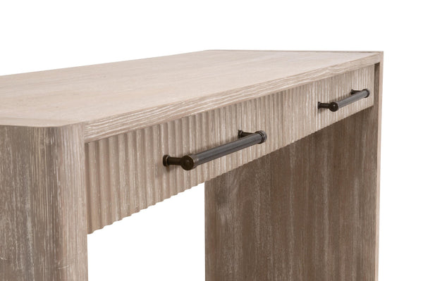 Essentials for Living Halloway Acacia Wood Console Table with Reeded Drawers and Antique Bronze Handles 6040.NG