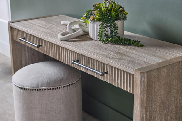 Essentials for Living Halloway Acacia Wood Console Table with Reeded Drawers and Antique Bronze Handles 6040.NG
