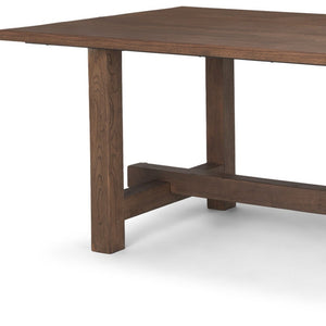 HomeRoots 84" Brown Solid Wood Trestle Base Dining Table - Timeless Elegance for Dining & Versatile Workspaces 604015
