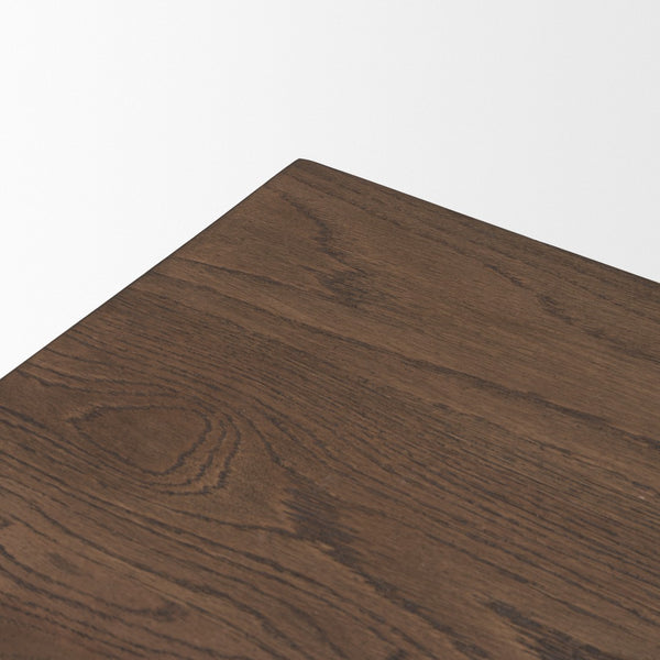 HomeRoots 84" Brown Solid Wood Trestle Base Dining Table - Timeless Elegance for Dining & Versatile Workspaces 604015