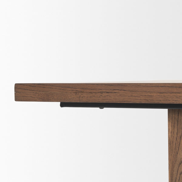 HomeRoots 84" Brown Solid Wood Trestle Base Dining Table - Timeless Elegance for Dining & Versatile Workspaces 604015