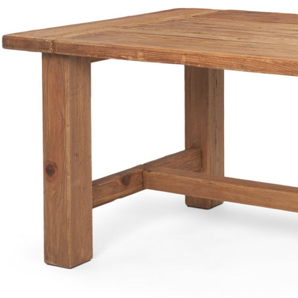 HomeRoots 95" Natural Reclaimed Wood Trestle Dining Table – Rustic Charm for Farmhouse & Family Gatherings 604016