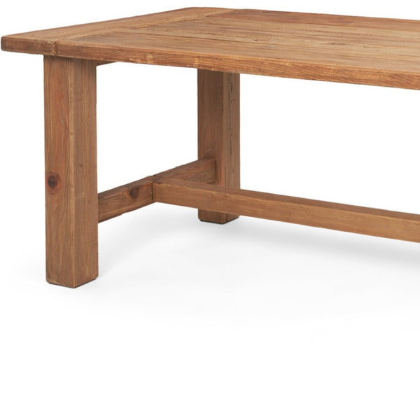 HomeRoots 95" Natural Reclaimed Wood Trestle Dining Table – Rustic Charm for Farmhouse & Family Gatherings 604016