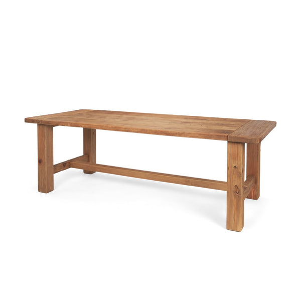 HomeRoots 95" Natural Reclaimed Wood Trestle Dining Table – Rustic Charm for Farmhouse & Family Gatherings 604016