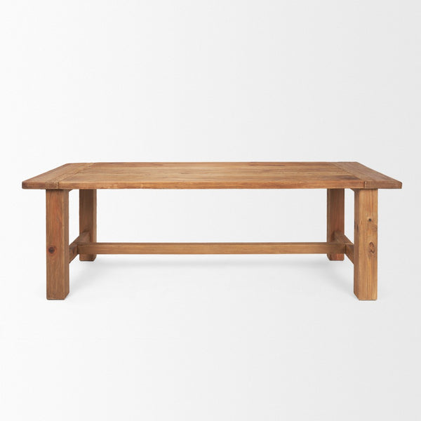 HomeRoots 95" Natural Reclaimed Wood Trestle Dining Table – Rustic Charm for Farmhouse & Family Gatherings 604016