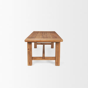 HomeRoots 95" Natural Reclaimed Wood Trestle Dining Table – Rustic Charm for Farmhouse & Family Gatherings 604016