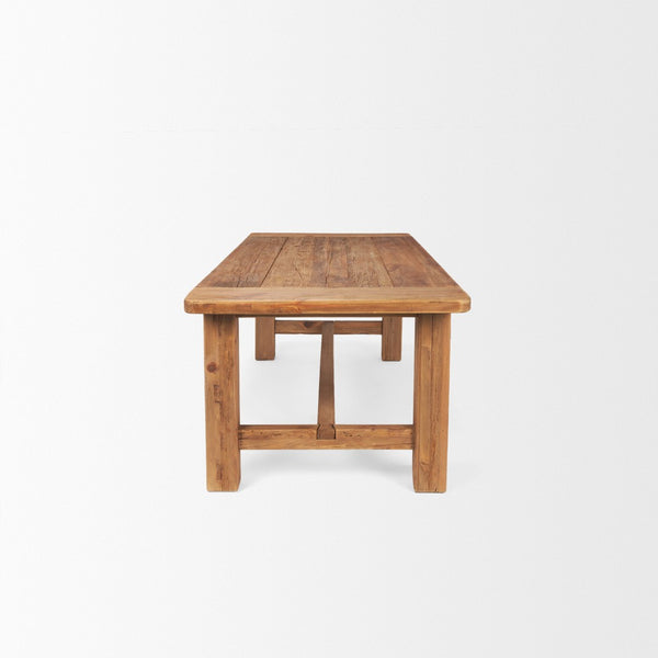 HomeRoots 95" Natural Reclaimed Wood Trestle Dining Table – Rustic Charm for Farmhouse & Family Gatherings 604016