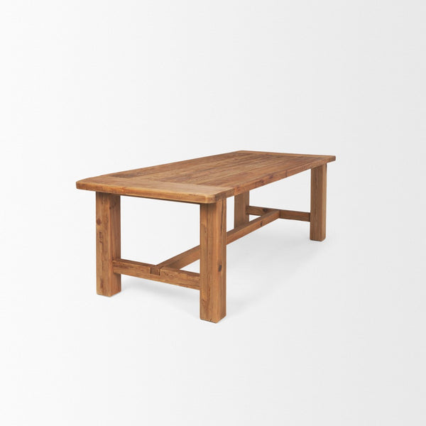 HomeRoots 95" Natural Reclaimed Wood Trestle Dining Table – Rustic Charm for Farmhouse & Family Gatherings 604016