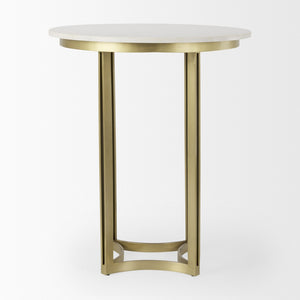 HomeRoots 36" Gray Marble Pedestal Dining Table - Elegant Round Top for Modern Spaces, Seats 4 Comfortably! 604020
