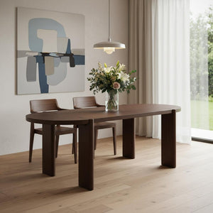 HomeRoots 91" Brown Wood Oval Dining Table - Stylish, Durable & Space-Efficient Design for Modern Entertaining 604021