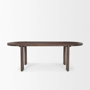 HomeRoots 91" Brown Wood Oval Dining Table - Stylish, Durable & Space-Efficient Design for Modern Entertaining 604021