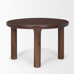 HomeRoots 48" Brown Solid Wood Round Dining Table - Modern Acacia Design for Family Gatherings & Stylish Spaces 604022
