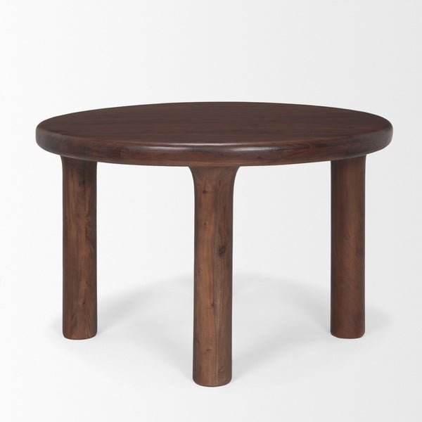 HomeRoots 48" Brown Solid Wood Round Dining Table - Modern Acacia Design for Family Gatherings & Stylish Spaces 604022