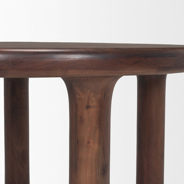 HomeRoots 48" Brown Solid Wood Round Dining Table - Modern Acacia Design for Family Gatherings & Stylish Spaces 604022