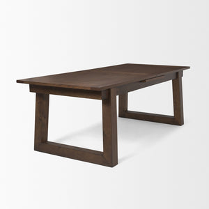 HomeRoots 106" Dark Brown Extendable Dining Table with Self-Storing Leaf and Sleek Sled Base for Versatile Use 604023