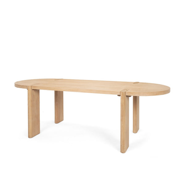 HomeRoots 91" Light Brown Oval Dining Table - Elegant Elm Wood Design, Seats 6, Perfect for Entertaining & Work 604024
