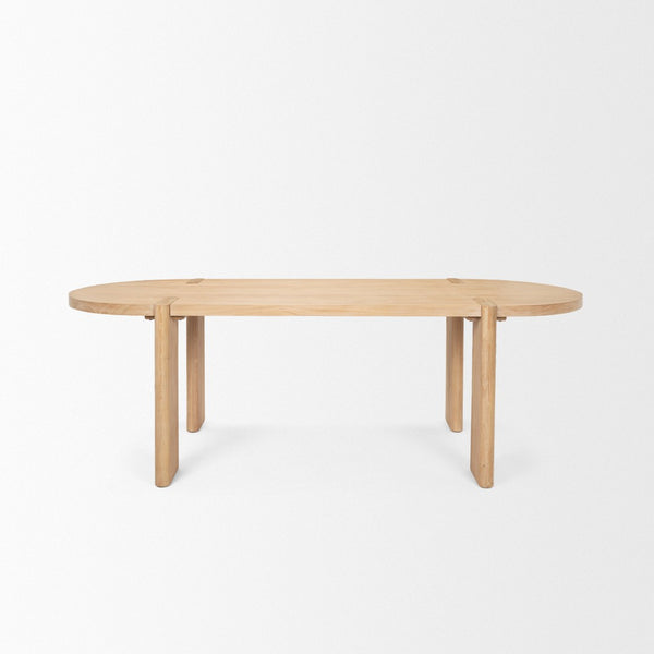 HomeRoots 91" Light Brown Oval Dining Table - Elegant Elm Wood Design, Seats 6, Perfect for Entertaining & Work 604024