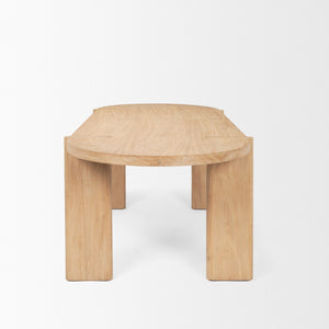 HomeRoots 91" Light Brown Oval Dining Table - Elegant Elm Wood Design, Seats 6, Perfect for Entertaining & Work 604024